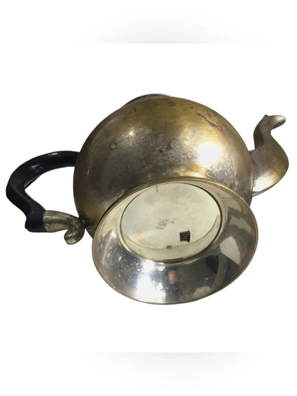 Vintage EPNS Coffee Tea Pot Pair Brass Tone 8.5” 10” Black Handles India